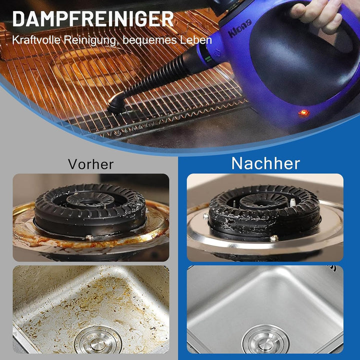 KLONA Dampfreiniger Handgerät, Dampfreiniger für Zuhause, Mehrzweck-Dampfreiniger Mit 10 Zubehörteil