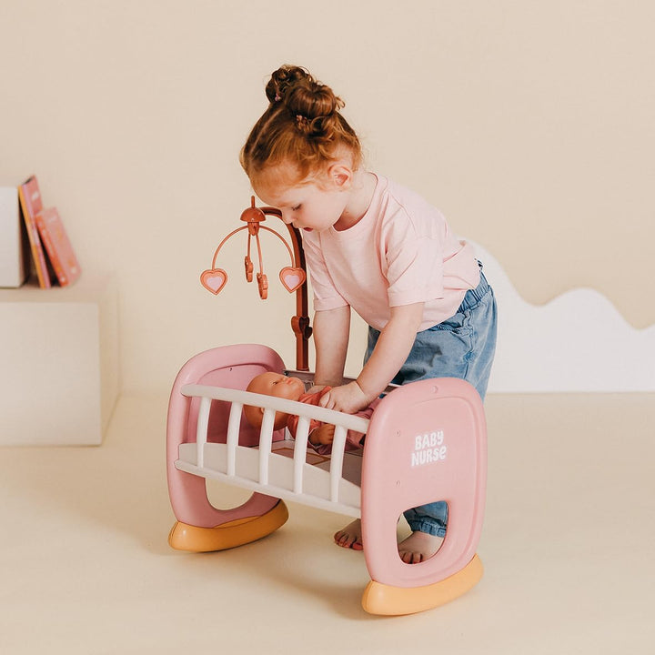 Smoby - Baby Nurse Puppenwiege mit Mobile - Puppenbett mit Wiegefunktion, für Puppen bis 42 cm (Nich