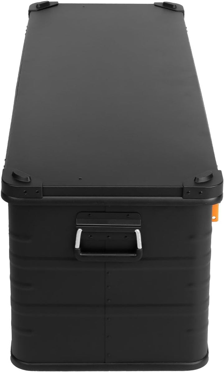 Alubox Alukiste abschliessbar E159B - Premium Aluminium Lagerbox 159 Liter - Deckel mit Aluminium Dr