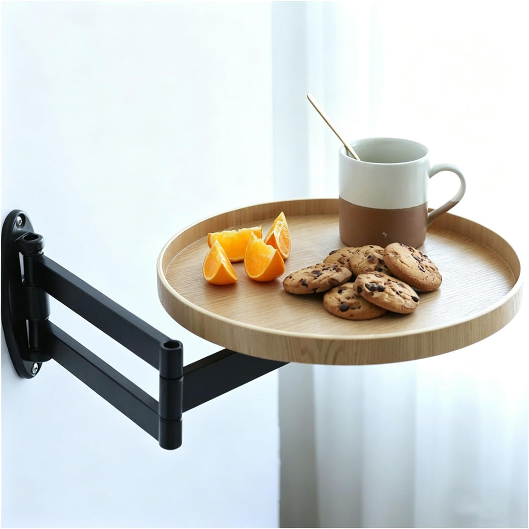 Klapptisch Wandmontage, Runder Klapptisch Mit Einziehbarem Regal Wandtisch Um 180 Grad Drehbares Wan