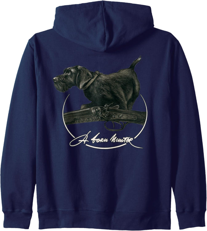 Deutsch Drahthaar "A Born Hunter" Back Kapuzenjacke