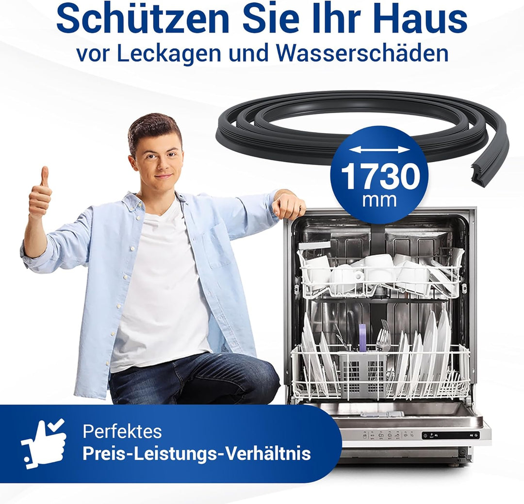 VIOKS Türdichtung 3-Seitig Ersatz für AEG Electrоlux 117126544/8 1171265448 Gummidichtung 1730 mm Tü