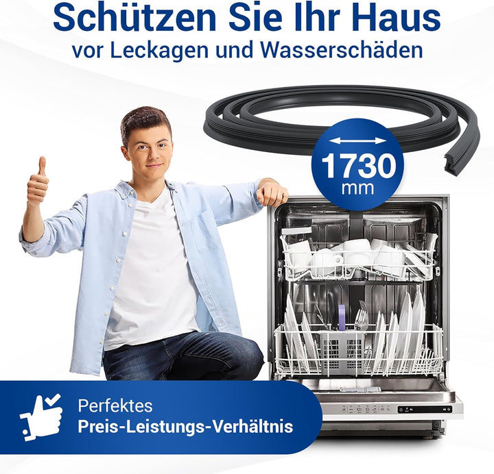 VIOKS Türdichtung 3-Seitig Ersatz für AEG Electrоlux 117126544/8 1171265448 Gummidichtung 1730 mm Tü