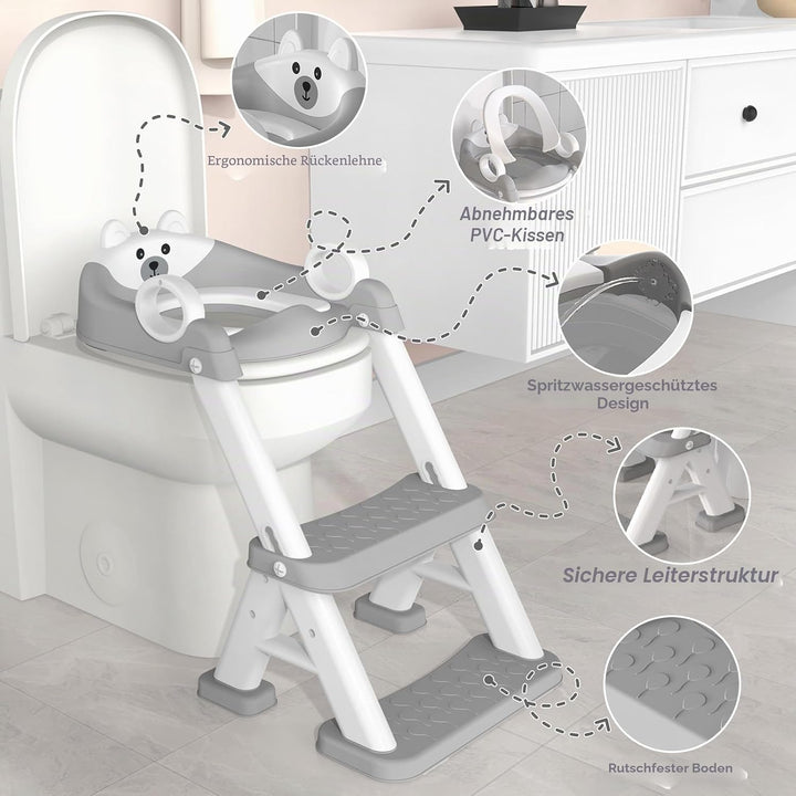 Toilettensitz Kinder mit Treppe, 2-in-1 kinder toilettensitz ür ab Kleinkinder Jungen und Mädchen, U