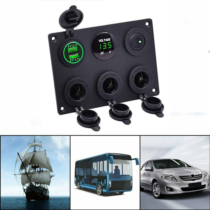 TOTMOX 12V/24V Auto-Bedienfeld mit Dual-USB-Ladegerät, Zigarettenanzünder, Schaltbedienfeld für Auto