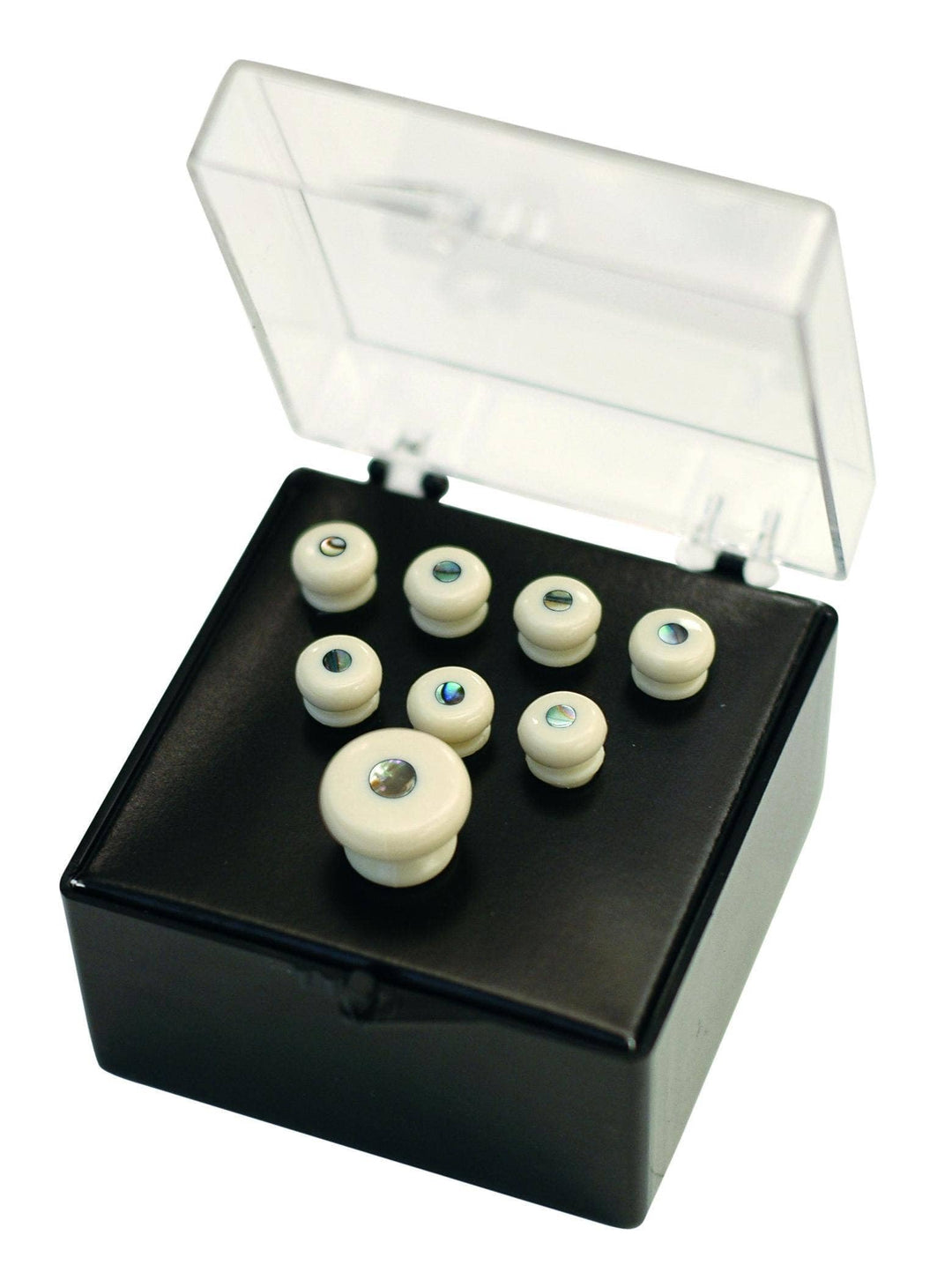 Martin Stegstift (7 Stück) / Endknopf (1 Stück) White With Pearl Inlay, White With Pearl Inlay