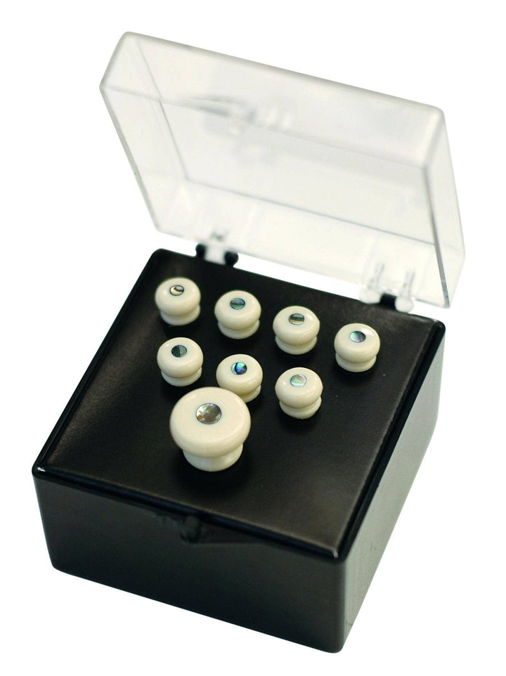Martin Stegstift (7 Stück) / Endknopf (1 Stück) White With Pearl Inlay, White With Pearl Inlay