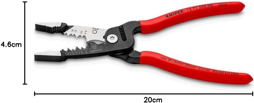 KNIPEX 13 71 200 ME Multifunktions-Elektrikerzange metrisches Modell mit Kunststoff überzogen schwar
