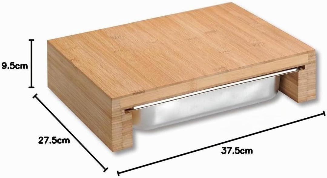 Kesper | Schneidbrett mit Auffangschale, Material: Bambus, Masse: B: 37,5 x T: 27,5 x H: 9,5 cm, Far