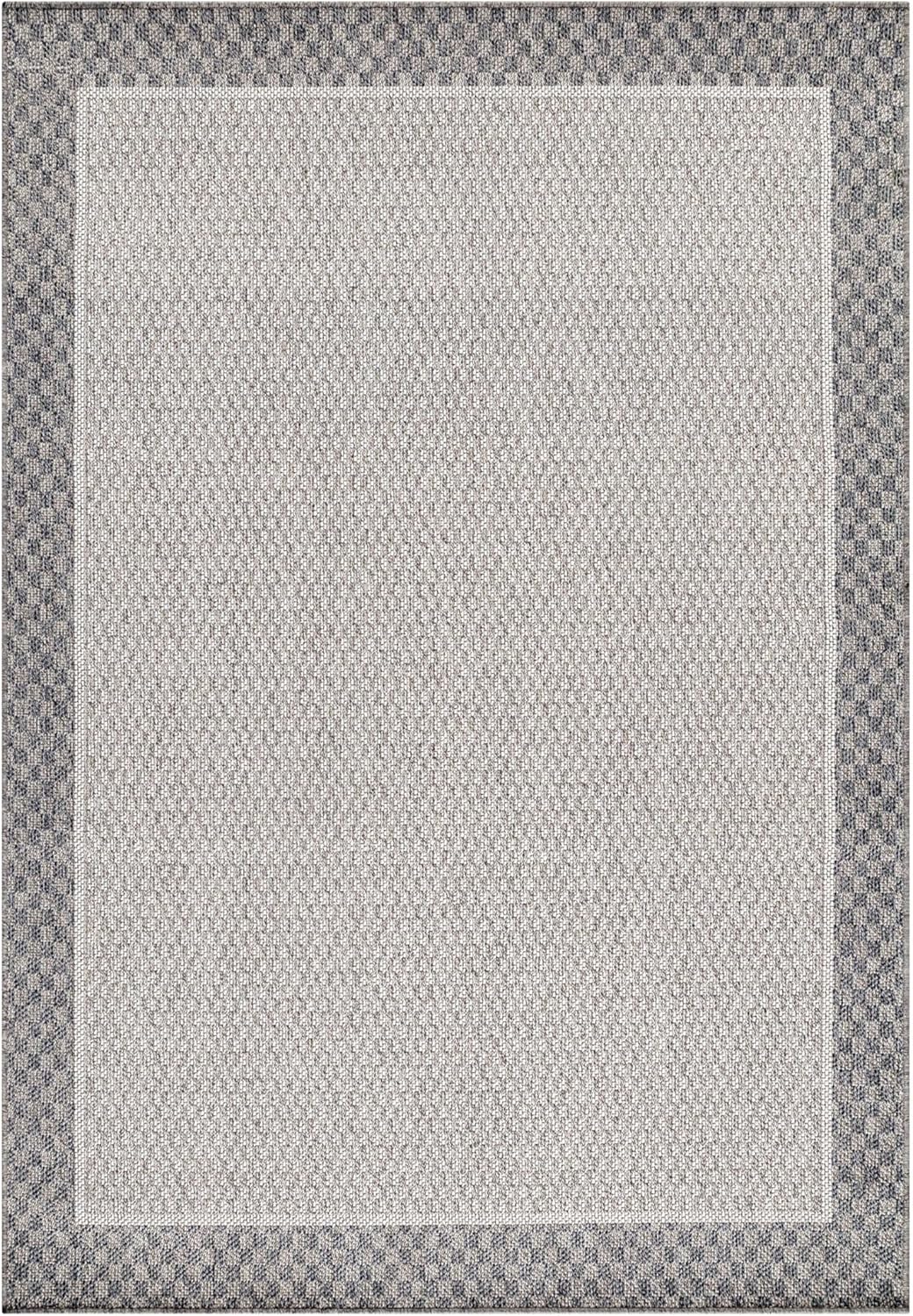 HomebyHome Outdoor Teppich Grau 60x100 cm für Küche, Terrasse, Balkon, Garten, Camping sowie Wohnzim
