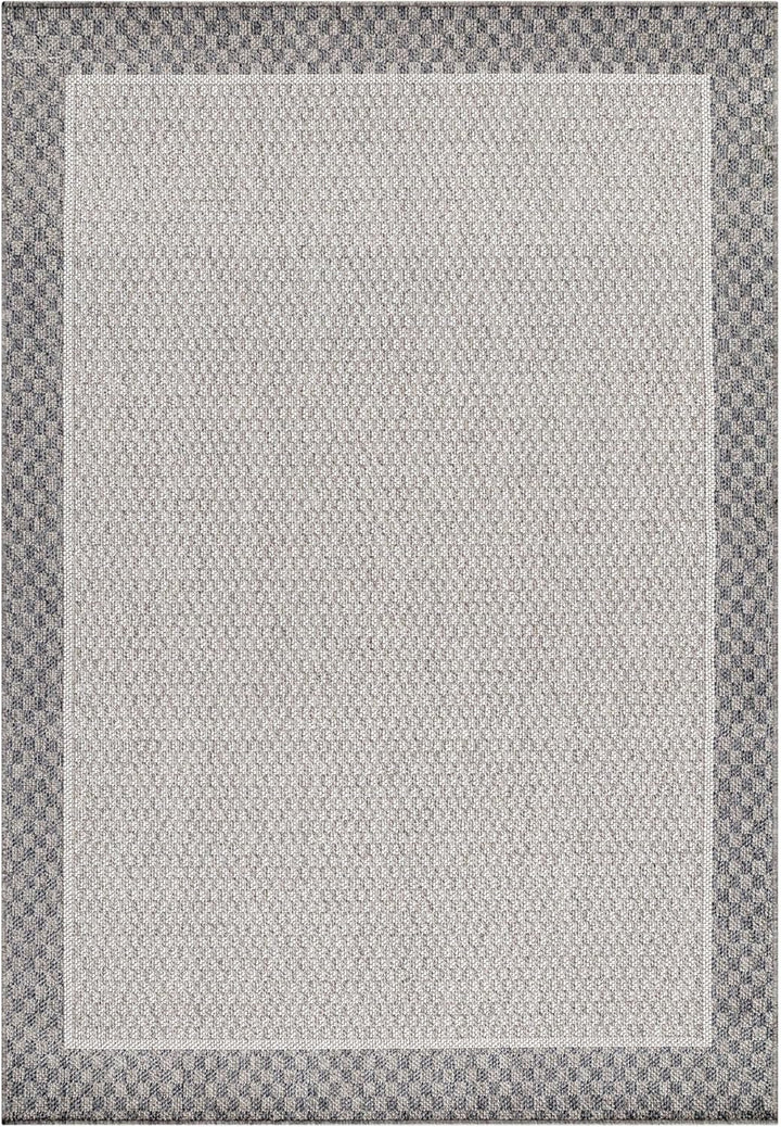 HomebyHome Outdoor Teppich Grau 60x100 cm für Küche, Terrasse, Balkon, Garten, Camping sowie Wohnzim