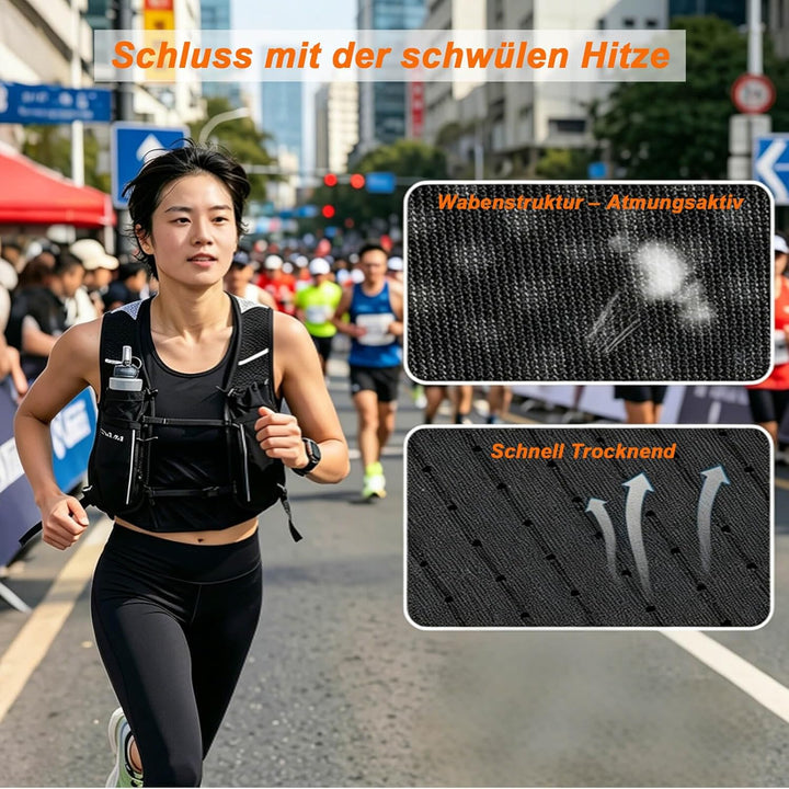 Tavaler Laufweste Damen und Herren 5L Kapazität mit Trinkflasche 500 ml | Verstellbar Laufrucksack U