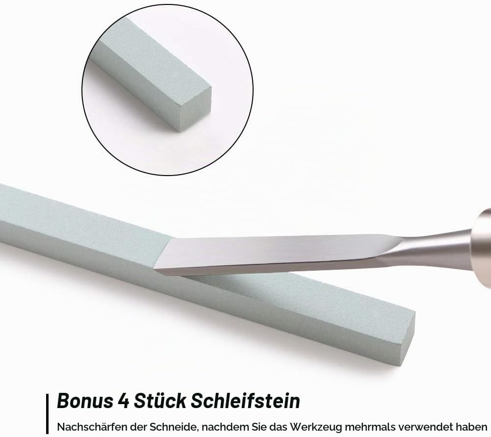 flintronic Stechbeitelsatz, 12-teilig Holzgriff &amp; Werkzeyt, Holzmeisselset, Tranchiermesser Holzschn