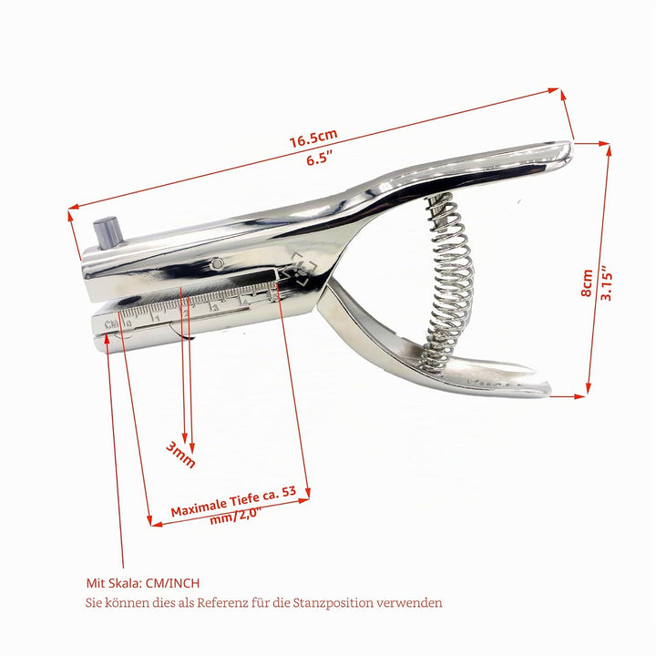 Kucaa 53mm tief erreichen 6mm Runde Kreisloch schwere handgehaltene Einzellochstanze für PVC-Karten
