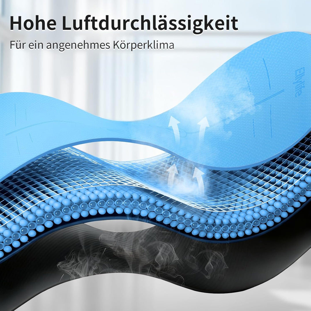 Yogamatte aus ECO Naturkautschuk & Hhautfreundlichem TPE, Extrem Rutschfest, Ausrichtungslinien, Ein
