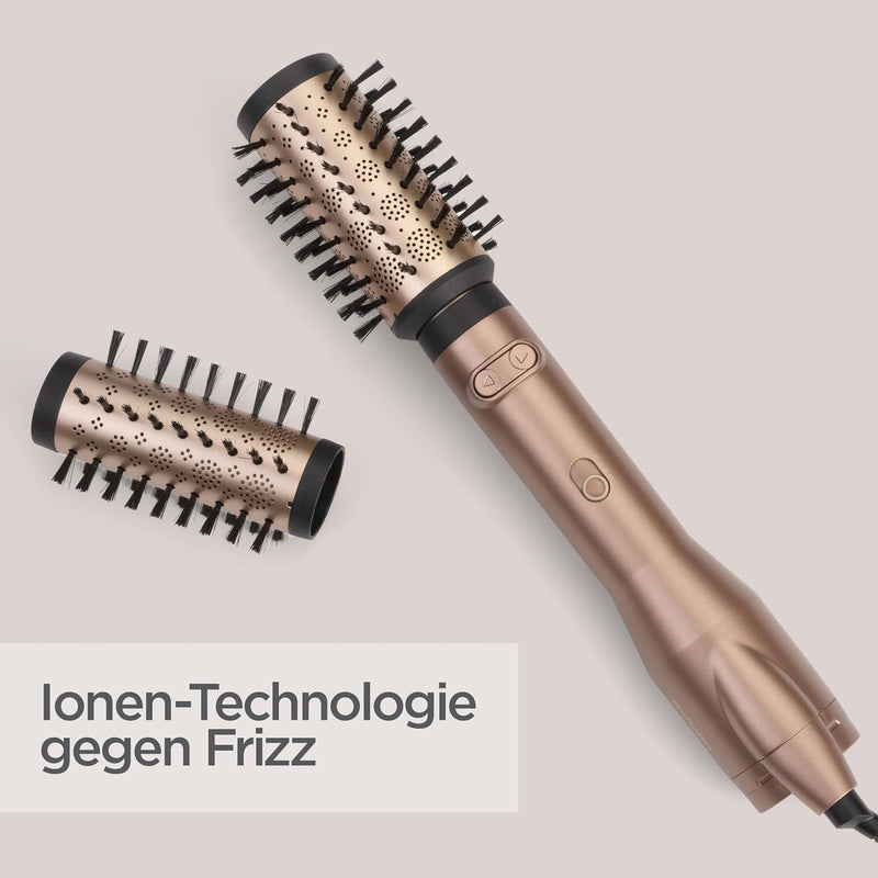 BaByliss Big Hair Dual Rotierende Warmluftbürste, Föhnbürste mit Ionen-Technologie, 2 Aufsätze für m