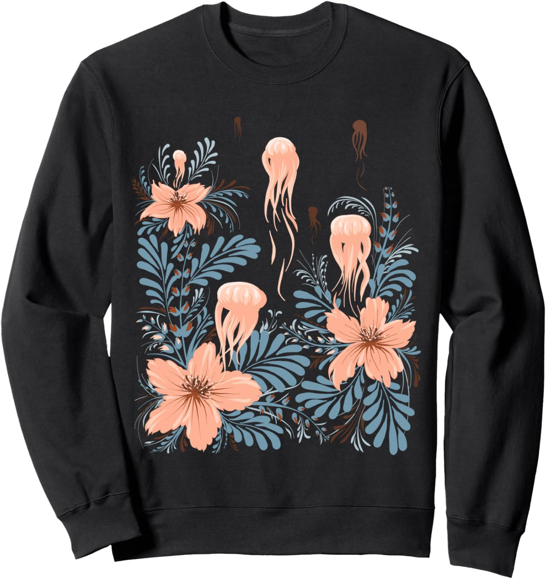 Ukrainische Vyshyvanka, niedliches Blumenmuster, Vintage-Stil, Qualle zum Tag der Erde Sweatshirt