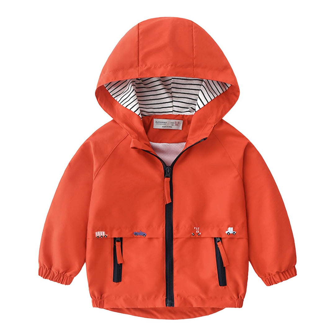 Volunboy Baby Kapuzen Jackets, Jungen Langarm Winddicht Mantel Cartoon Aufdruck Jacken 5-6 Jahre Rot