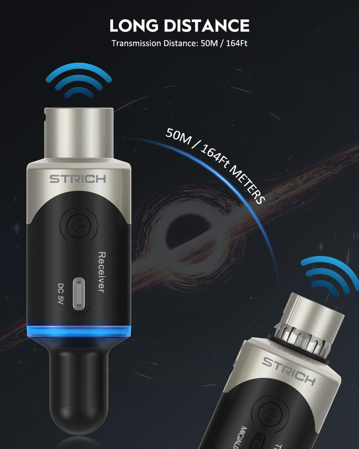STRICH M5 UHF Wireless XLR Mikrofon-System, 4-Kanal-Sender & Empfänger für Dynamikmikrofon, 61m Reic