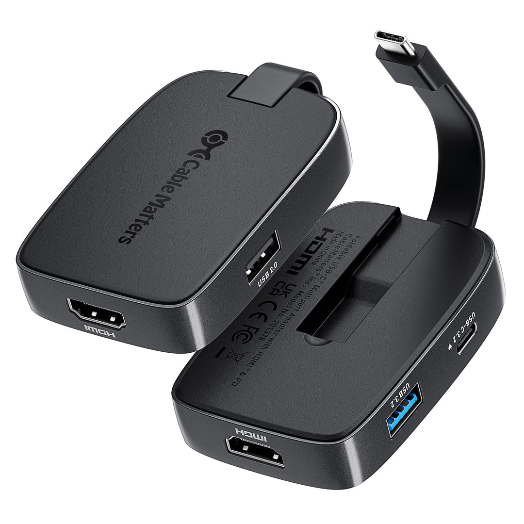 Cable Matters Portabler 4-in-1 USB C Hub HDMI 4K 60Hz 100W Laden, 10G USB-A, USB-C (klappbarer USB C
