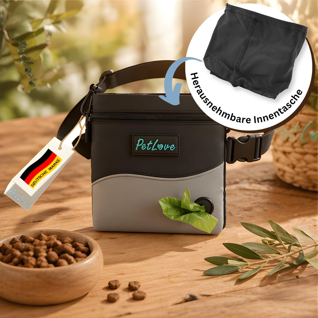 PetLove Leckerlibeutel für Hunde • Futterbeutel mit Magnetverschluss • Inklusive Kotbeutelspender &amp;
