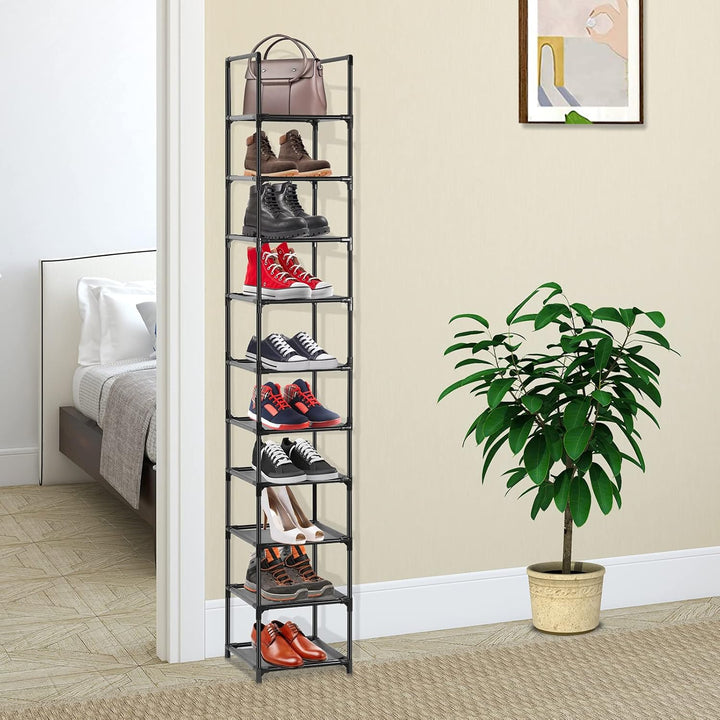 Hossejoy 10-Tier Schuhregal, Vielseitiges Schuhregal für Lagerung, Metall Schuhständer Organizer Rac
