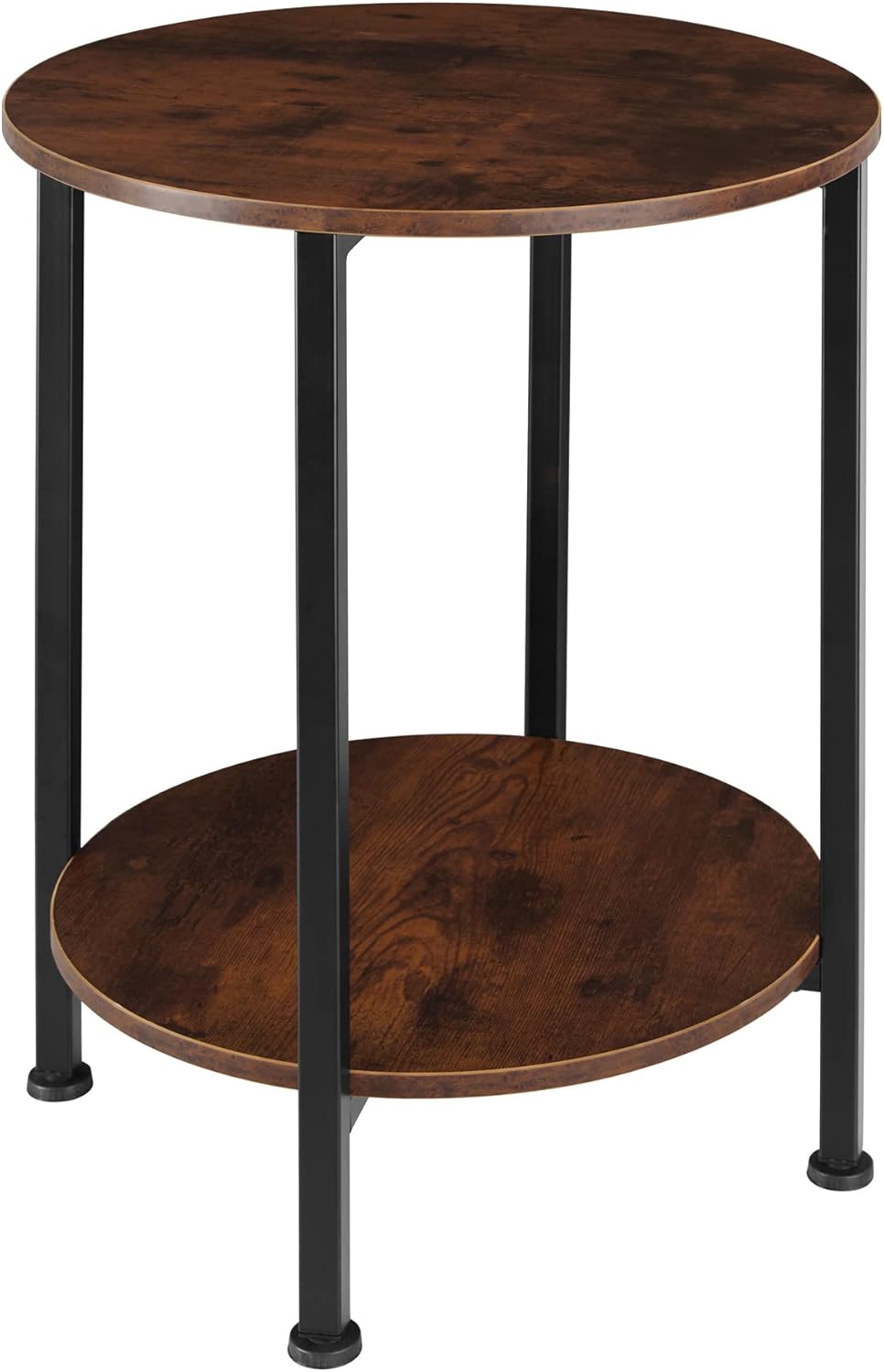 tectake Beistelltisch rund aus Holz und Metall, Industrie-Design, Couchtisch mit 2 Ablagen, für Wohn