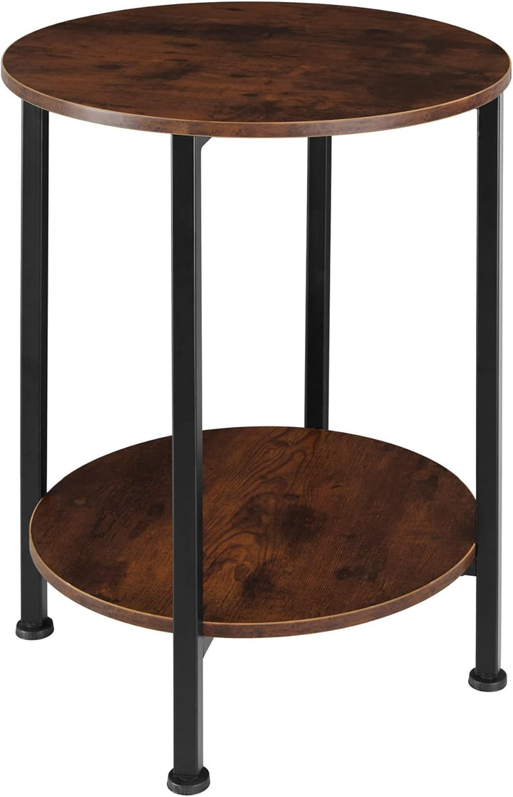 tectake Beistelltisch rund aus Holz und Metall, Industrie-Design, Couchtisch mit 2 Ablagen, für Wohn