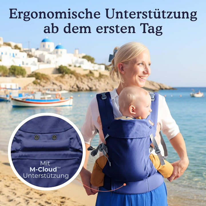 Beco Gemini 2.0 Babytrage für Neugeborene bis Kleinkinder (3–15 kg) mit M-Cloud™ Stütze – Ergonomisc