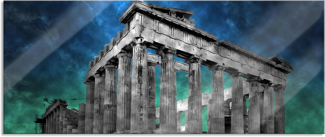 Pixxprint Glasbild Panorama, Wandbild aus Echtglas, Propyläe von Akropolis in Athen, 100x40 cm, inkl