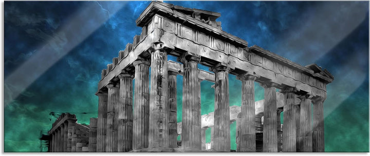 Pixxprint Glasbild Panorama, Wandbild aus Echtglas, Propyläe von Akropolis in Athen, 100x40 cm, inkl