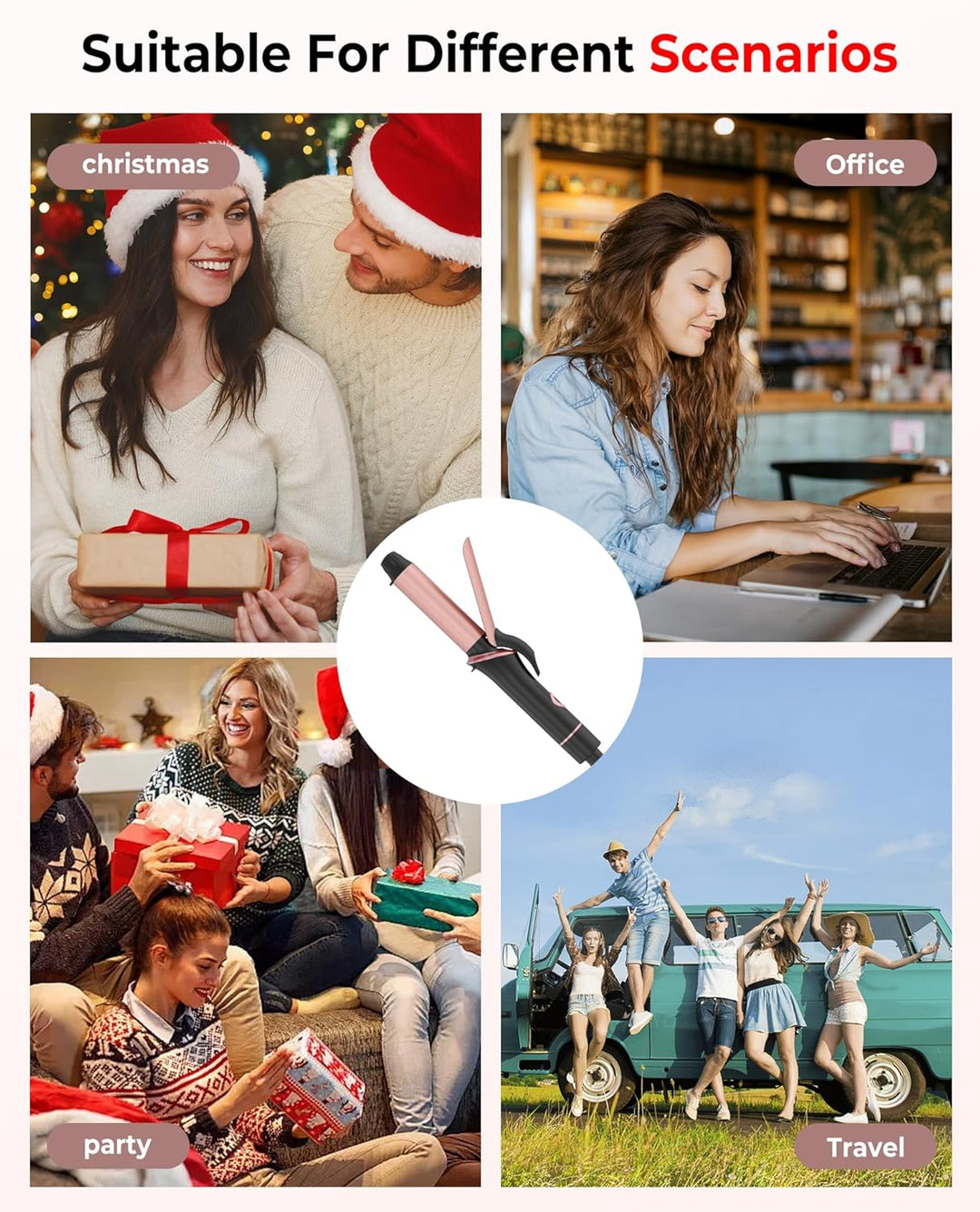 UKLISS Mini Lockenstab für Kurze Haare, 25mm Reise Lockenstab Kleine Locken, LCD Display 120-200℃, m