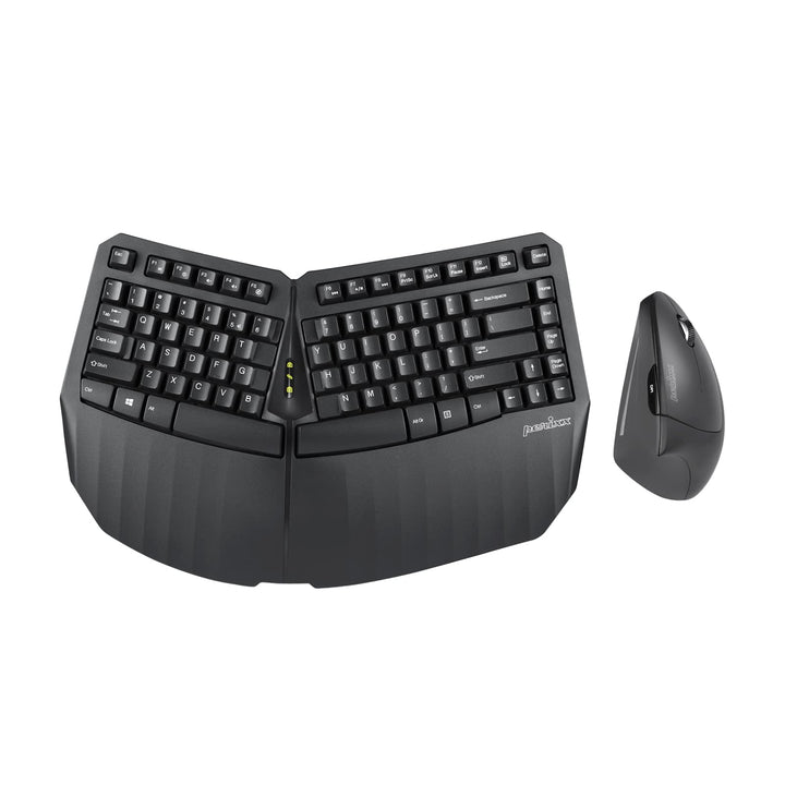 Perixx PERIDUO-813B US Kabellose ergonomische kompakte Tastatur und vertikale Maus – Paket mit Einer
