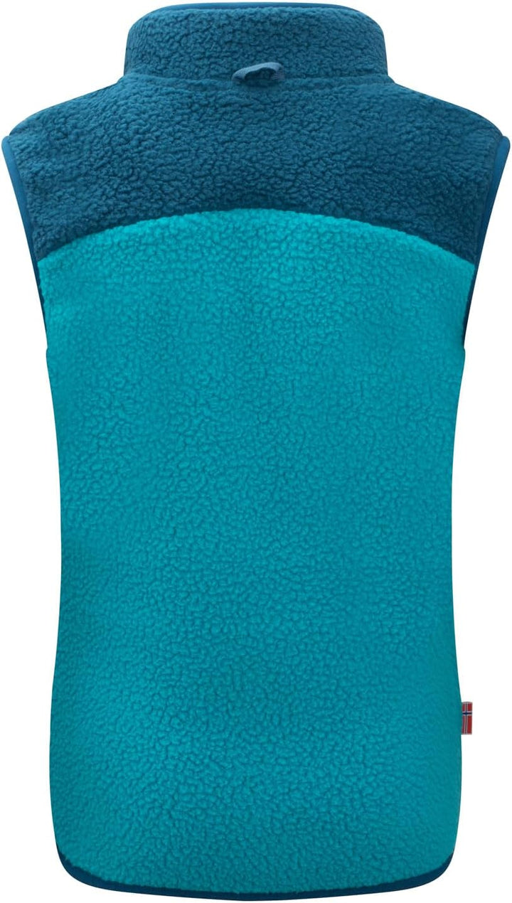 Trollkids Kinder Fleeceweste Hemsedal, 98 Dark Turquoise/Madeira Blue/Bright Berry