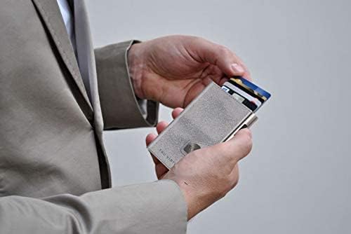 TRU VIRTU® Karten-Portemonnaie Click & Slide Glitter Silvergrey/Silver I Kreditkartenetui I Kartenet