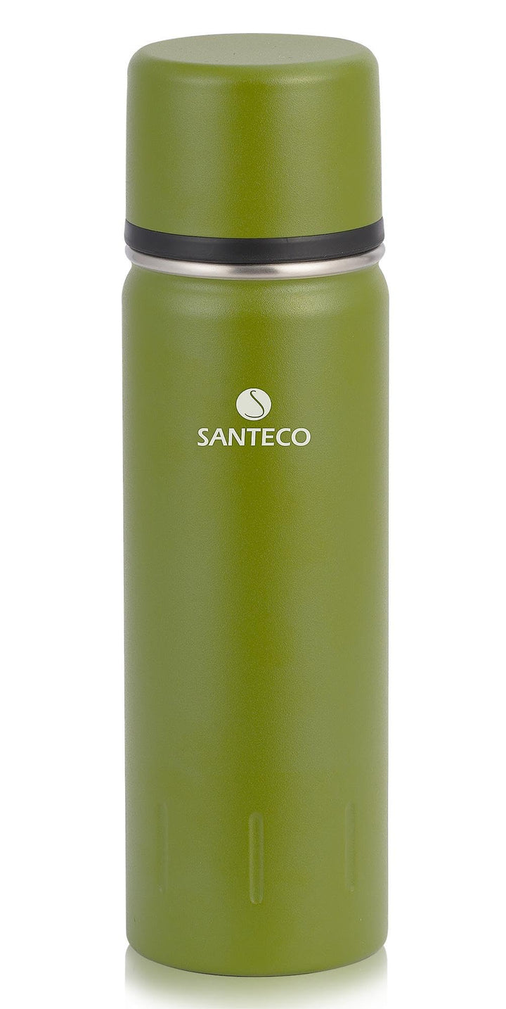 SANTECO Thermoskanne Thermosflasche Edelstahl 1l, 500ml, Auslaufsicher Isolierflasche mit Trinkbeche