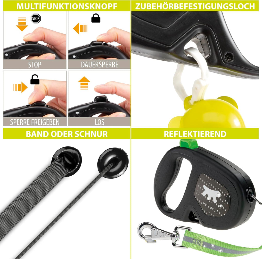 Ferplast Reflektierende Hundeleine Flippy ONE Reflex, Rollleine mittelgrosse Hunde bis 25 kg. Auszie