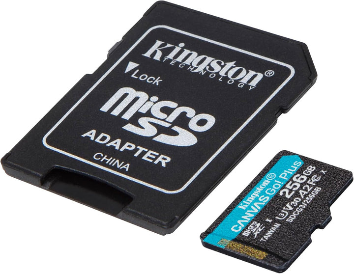 Kingston SDCG3/256GB microSD Speicherkarte ( 256GB microSDXC Canvas Go Plus 170R A2 U3 V30 mit SD Ad