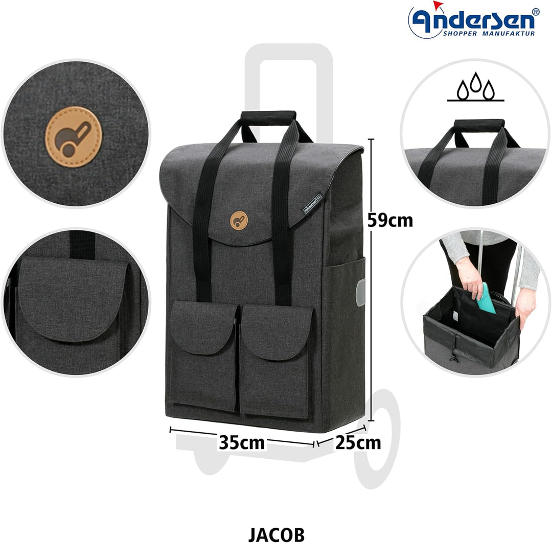 Andersen Einkaufstrolley - klappbar - 54 Liter - Aufhängung für Einkaufswagen - belastbar 50 kg - Al