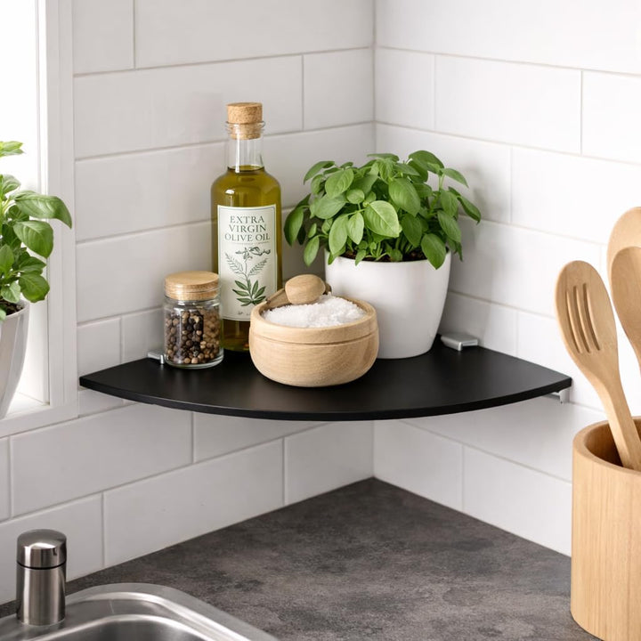 Euro Tische Glas Eckregal 45x45cm, Wandregal für Badezimmer, Duschregal Bad, Glas Badregal mit 6mm E