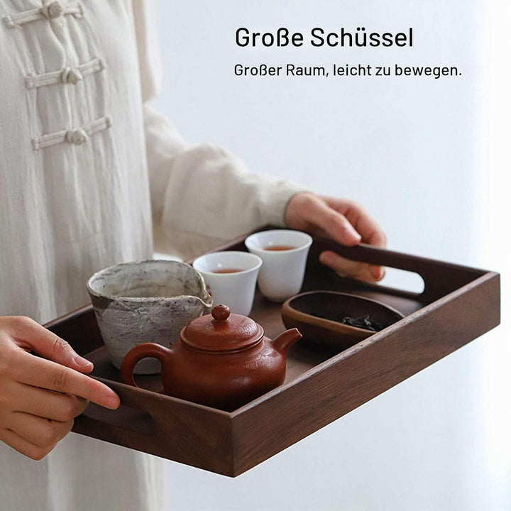 Walnuss-Tablett Holz-Serviertablett, Einfaches Rechteckiges Obst-Snack-Kaffee-Getränke-Tablett Im Ja