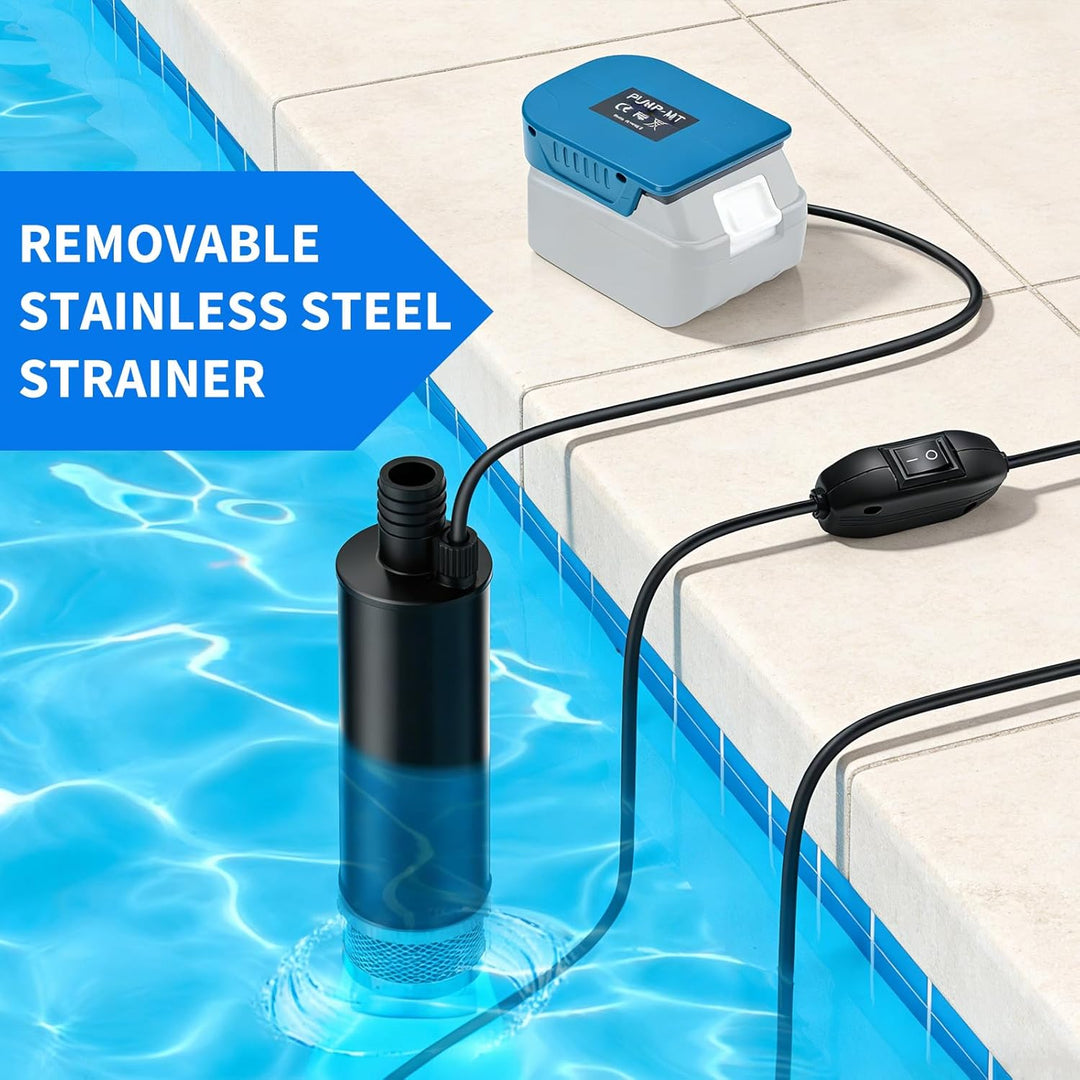 Tragbare Wasserpumpe Akku für Einhell 18V, 30L/min | Schmutzwasserpumpe, Edelstahl-Filter, Mini Tauc