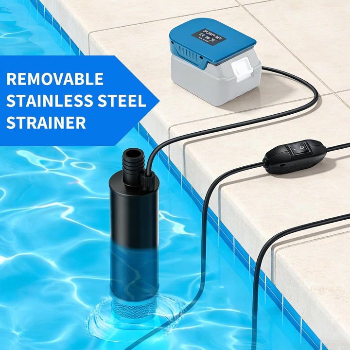 Tragbare Wasserpumpe Akku für Einhell 18V, 30L/min | Schmutzwasserpumpe, Edelstahl-Filter, Mini Tauc