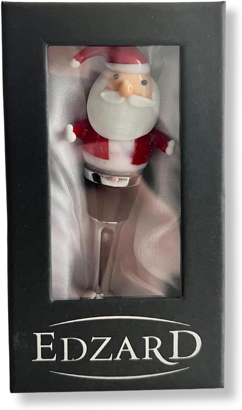 EDZARD Flaschenverschluss Santa, Höhe 11 cm, für Champagner, Wein und Sekt, Muranoglas-Art, Handarbe
