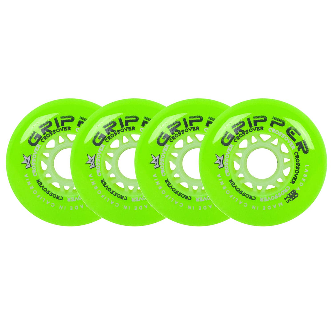 Labeda Rollhockey-Räder, Crossover-Set, 4 Stück, Farbe / Grösse wählbar Grün 74A (X-Soft) 80mm 4-Pac