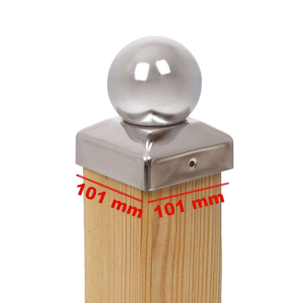 5 x PFOSTENKAPPE KUGEL EDELSTAHL 101 x 101 MM 5 101 x 101 mm, 5 101 x 101 mm