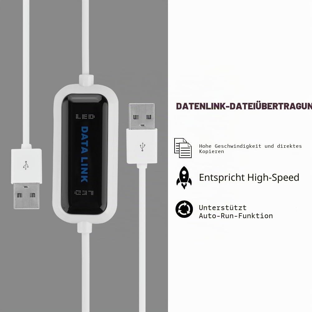Datenkabel USB 2.0 PC zu PC Linkkabel,High-Speed USB 2.0 Link-Kabel Daten Kabel Verbindungskabel,USB