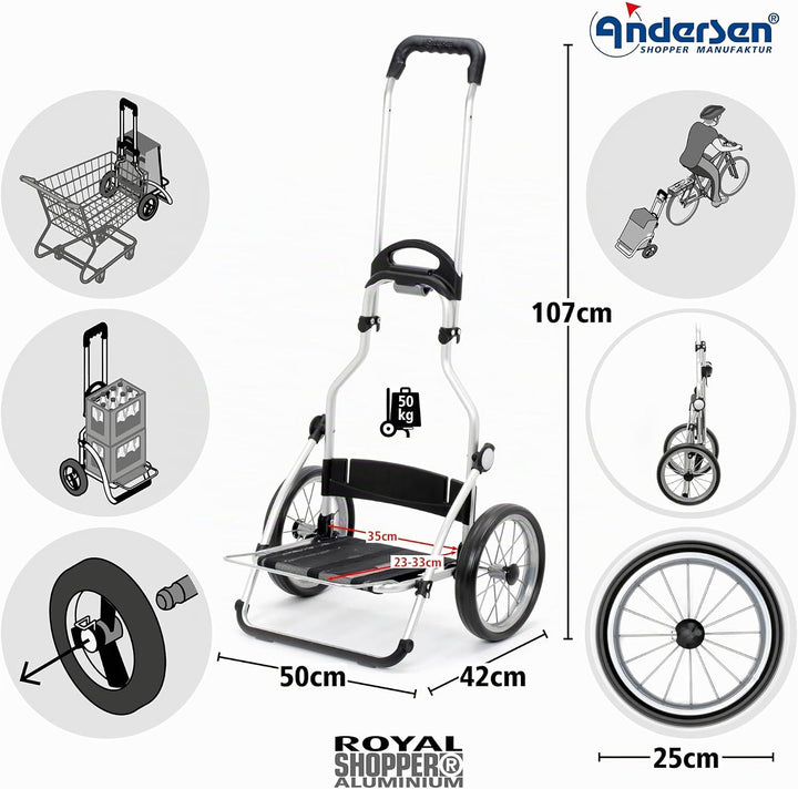 ANDERSEN Einkaufstrolley - Royal Shopper Senta 2.0 schwarz 49 L Einkaufswagen, stilvoll, wasserabwei