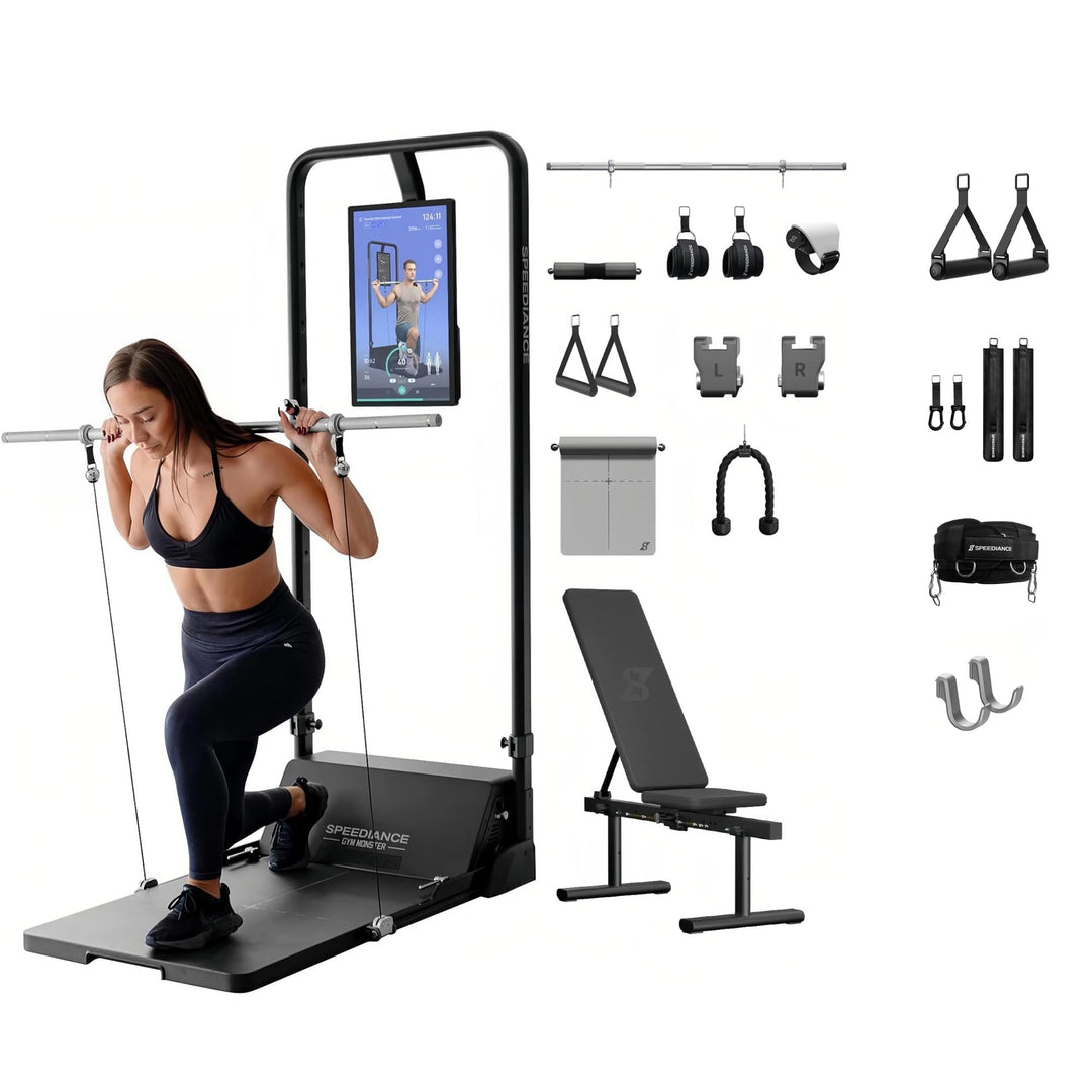 Speediance Gym Monster Works Plus &amp; PowerGrip &amp; Trainingsgürtel &amp; Langhantelhaken &amp; Verlängerungsgur
