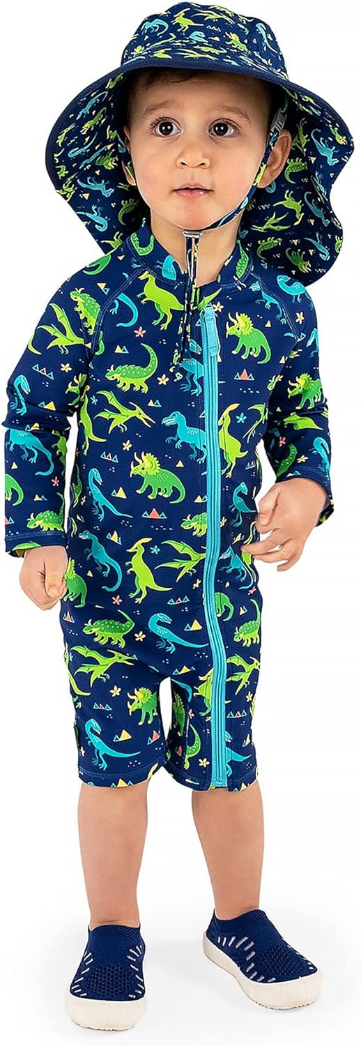 Jan & Jul Kinder Grow-with-Me Aqua-Dry Abenteuer-Sonnenhut 0-6 Monate Dinoland, 0-6 Monate Dinoland